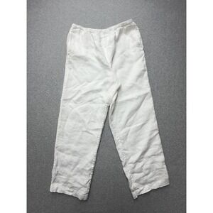 Go Silk Pants Womens Medium White Linen Straight Leg Pull On Lined Chino Casual